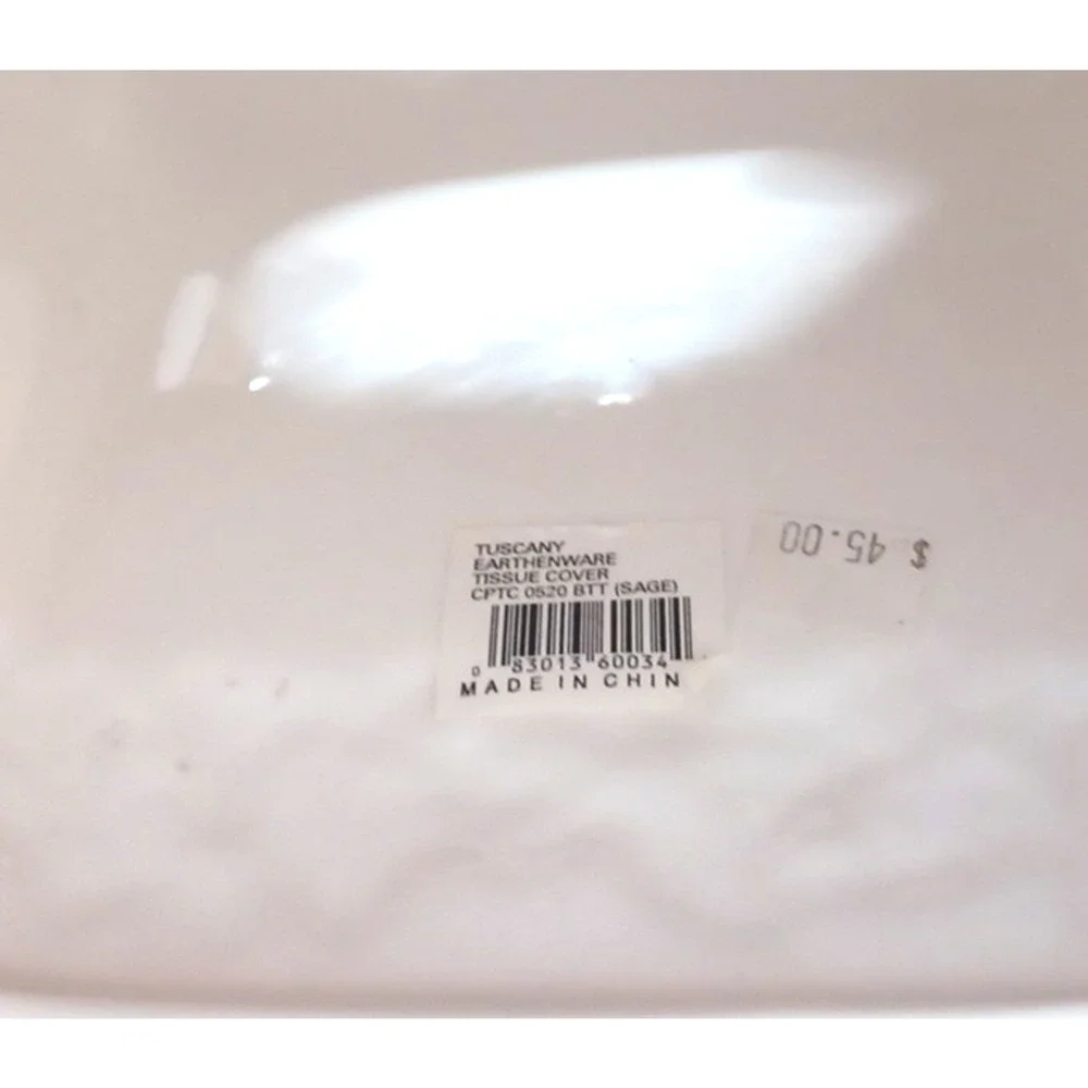 Croscill Tuscany Crackle Vine Glaze Earthenware Tissue Box Cover *CHIP